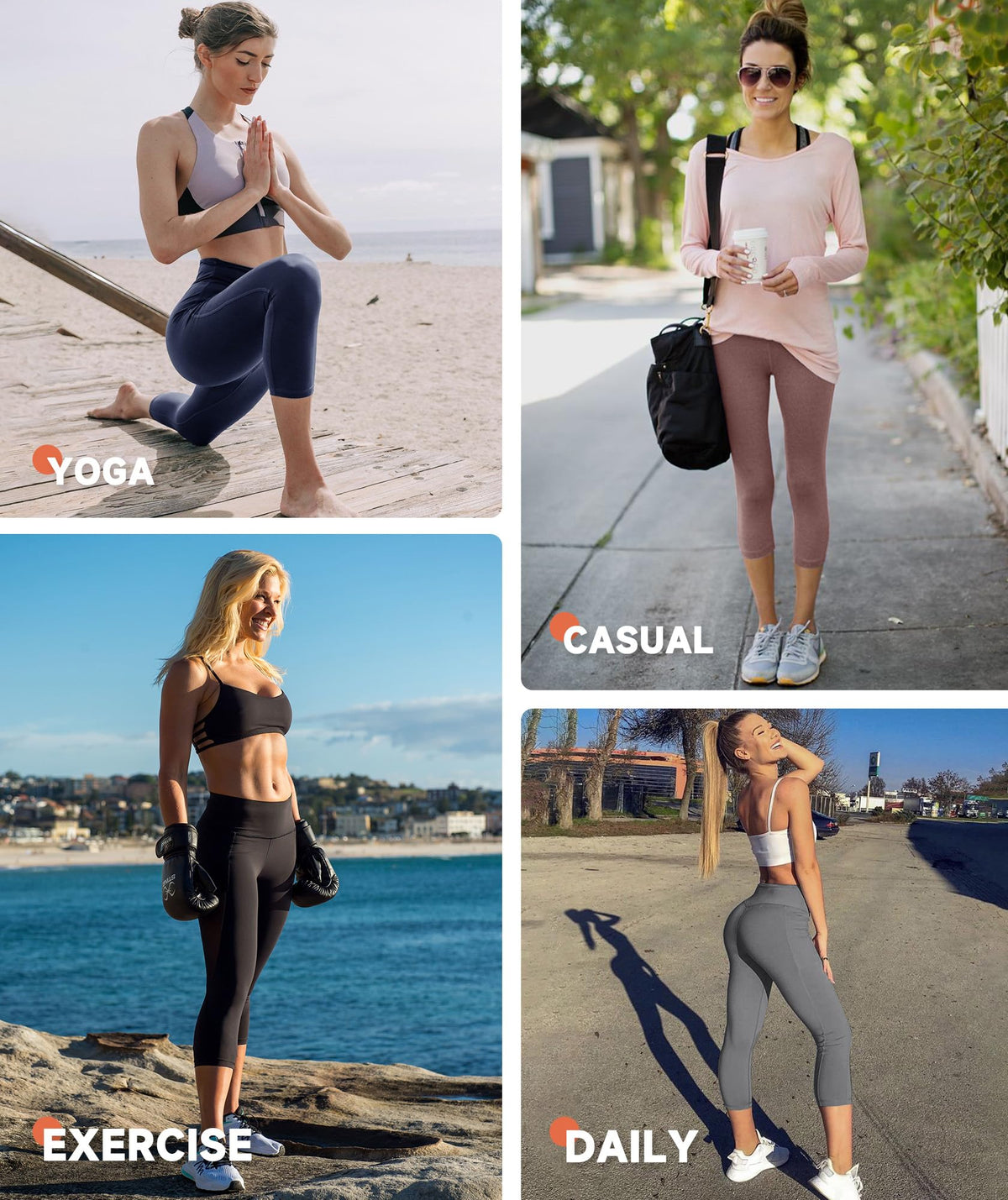 GAYHAY High Waisted Capri Leggings for Women - Soft Slim Yoga Pants for Running Cycling Workout Neon Orange