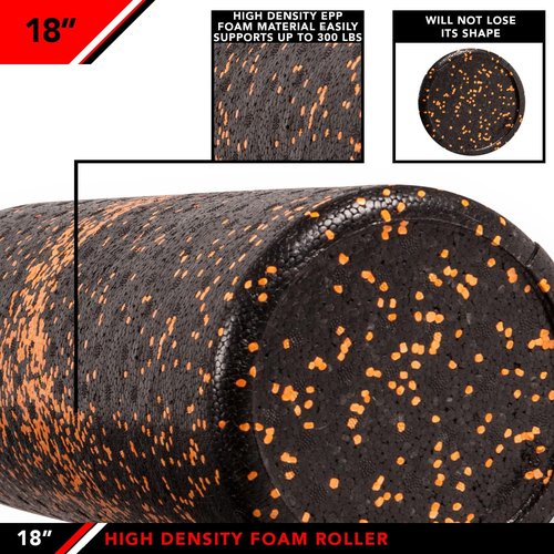 JFIT High Density Foam Roller - Speckled Orange | 18-Inch for Enhanced Muscle Recovery