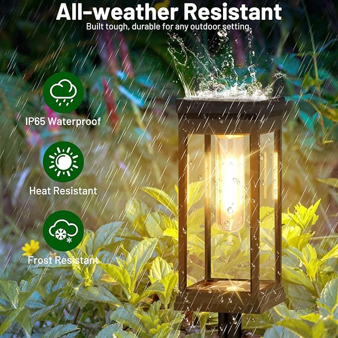 BesLowe 【Upgraded】 Solar Pathway Lights Outdoor, 12-Pack Large LED Solar Light Outdoor Waterproof, Super Bright Outside Lights for Yard, Sun-Powered Landscape Lighting for Garden Walkway, Warm White