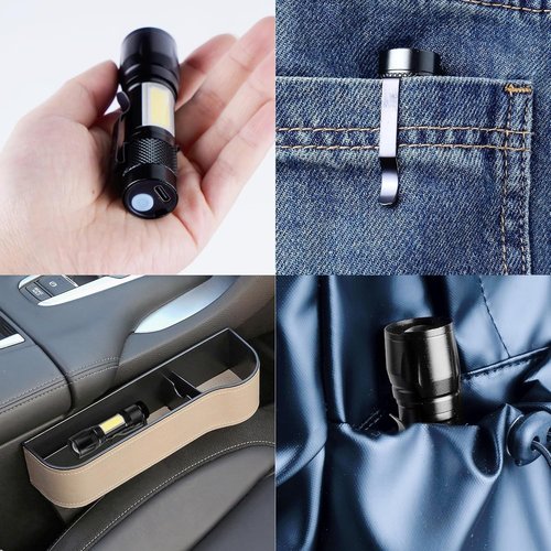 KunHe 6 Pack USB Rechargeable Mini Small LED Flashlights Bulk Camping Lantern Flashlight Bright High Lumens EDC Flash Light