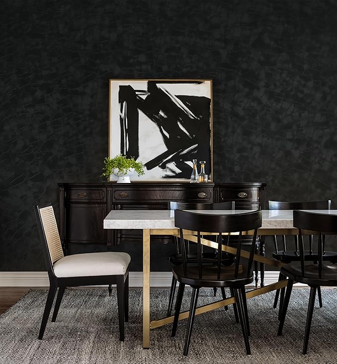 Yasinet Peel and Stick Wallpaper Black Removable Wallpaper Modern Black Contact
