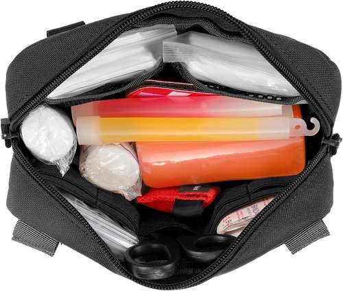 FRTKK Tactical Molle Admin Pouch - Utility EDC Tool Bag with US Flag Patch & Keychain | Horizontal Design