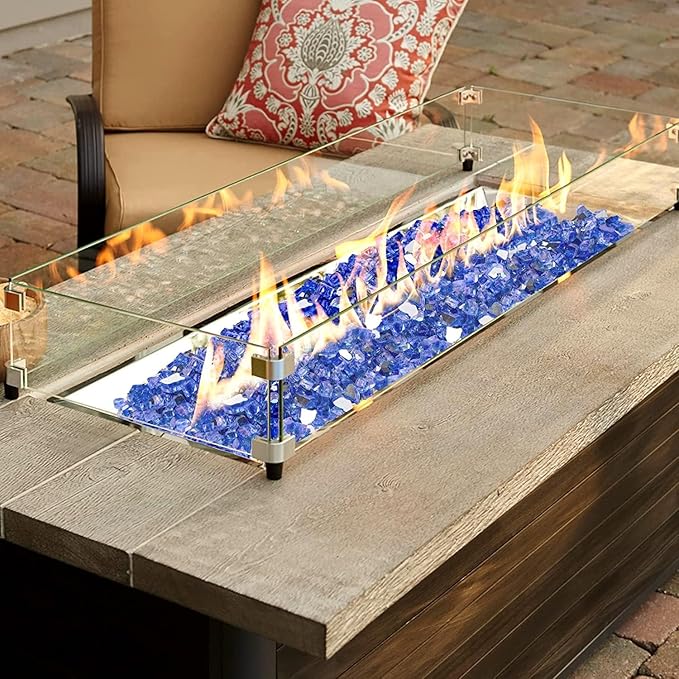 Mr. Fireglass 10 Pounds Fire Glass - 1/4 Inch High Luster Reflective Tempered Glass Rocks for Fireplace Fire Pit Table and Landscaping, Cobalt Blue