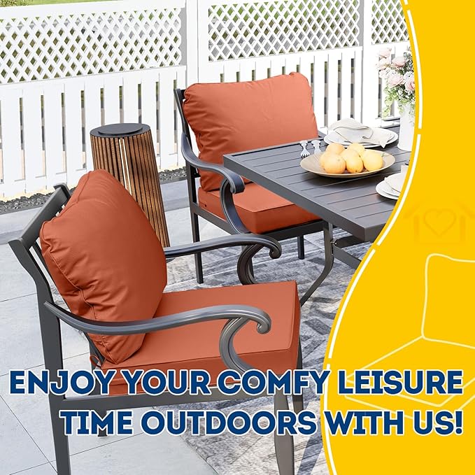 AAAAAcessories Outdoor Seat Cushions for Chairs, Fade-Resistant, Waterproof Patio Furniture Replacement Cushions, 21" x 21" x 3" + 21" x 17", Rust