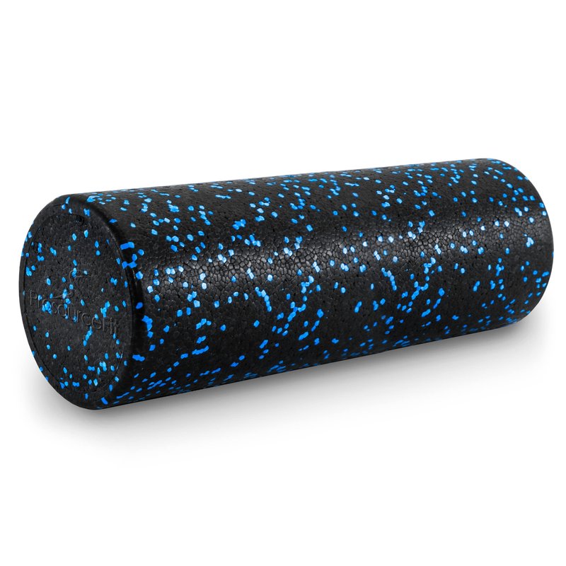 ProsourceFit High Density Foam Rollers 18 - inches long, Firm Full Body Athletic Massage Tool for Back Stretching, Yoga, Pilates, Post Workout Muscle Recuperation, Black/Blue