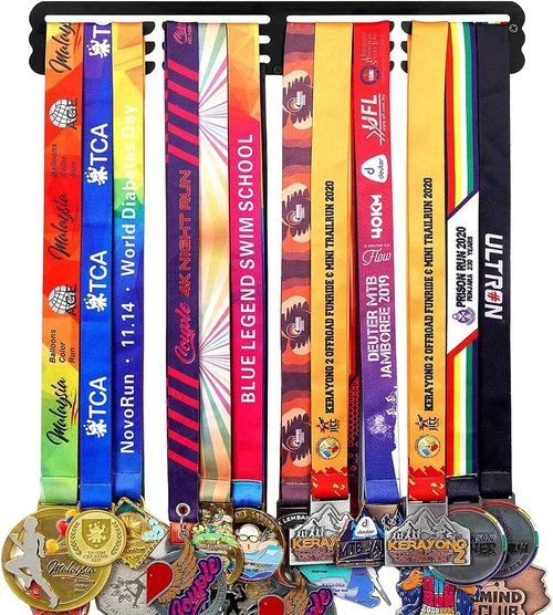 Goutoports Medal Hanger - Personalized Award Ribbon Organizer for 60 Medals | Wall-Mount Display