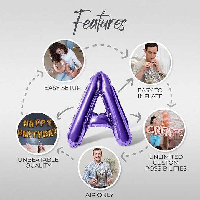Letter Balloons - LOVE IS IN THE AIR 16" Inch Alphabet Letters Foil Mylar Balloon Valentines Day Party Banner (Purple)