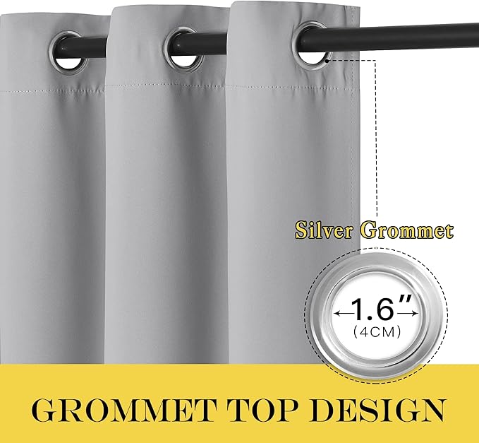 NICETOWN Silver Gray Sliding Door Curtains 108 inches Long