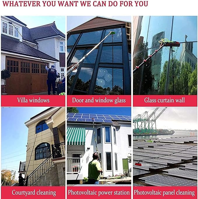 Photovoltaic Panel Cleaning 3.6-11M Water Fed Telescopic Brush Window Clean Extendable Cleaner Conservatory Roof Cleaning Tools Photovoltaic and Solar Panels Cleaner Kit,20ft/6m