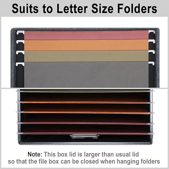 4-Pack Modern Minimalist Dark Gray Collapsible Linen File Folder Box with Lid for Letter Size Hanging Files, Office Organization, General Storage