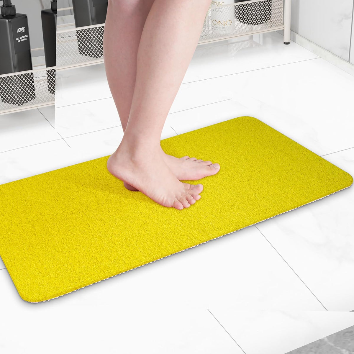Non-Slip Bathtub Mat, Anti Slip Shower Mat, Fast Drying Bathtub Mats, Foot Scrubber Mat, Anti Slip Mat for Tub, Floor, Bathroom, Kitchen, Home, Hotel (Yellow 40"×16")