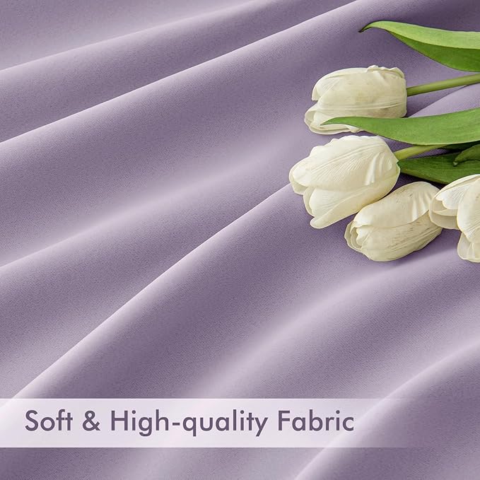 MIULEE Lilac Back Tab Blackout Curtains 72 Inches Long 2 Panels Set