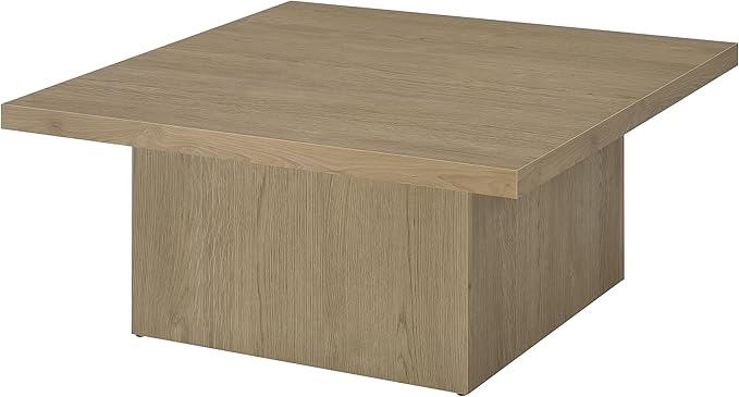 Coaster Home Furnishings - Devar - Wood - Square Coffee Table with Plinth Base, Geometric Design and Transitional Style - Living Room - Latte - 710918