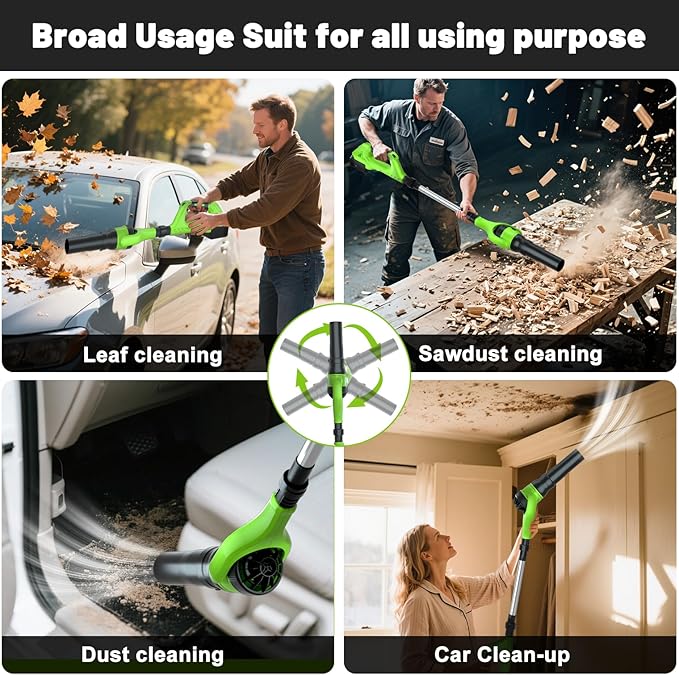 Leaf Blower Cordless, 21V Electric Leaf Blower Cordless with 2 Batteries, Adjustable 300° Multi-Angle Rotation Nozzle 3 Speed Modes 500CFM/180MPH for Lawn Care, Patio, Dust, Leaves, Yard, Car, Gutter