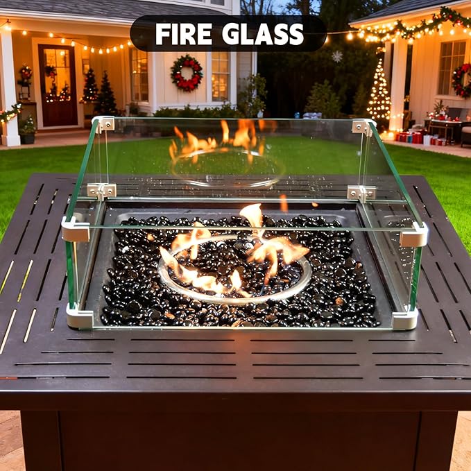 3/4 Inch Fire Glass Beads,20 Pounds Fire Pit Glass Beads High Luster for Gas Fireplace, Fire Pit Table,Landscaping (Onyx Black Luster)
