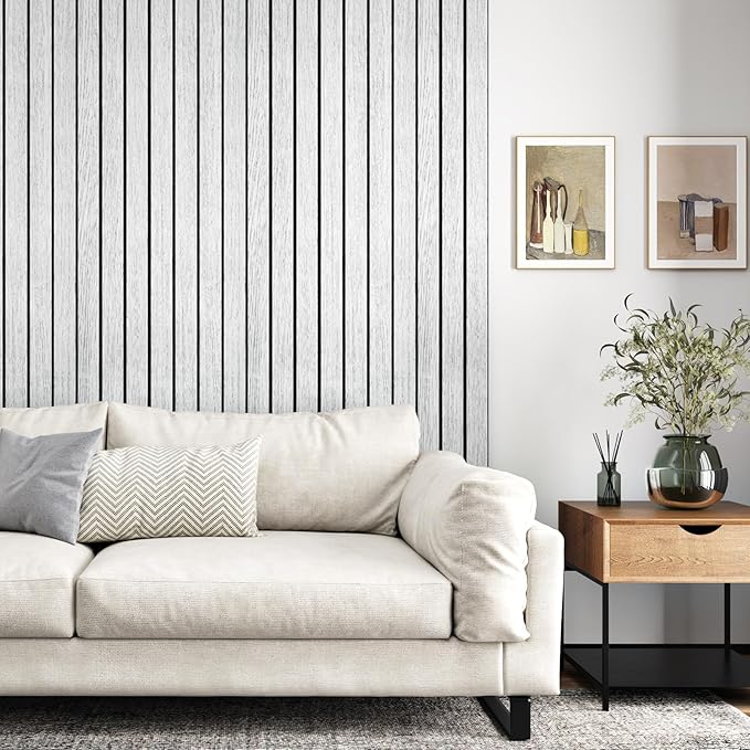 White Grey Wood Panels for Wall Slat Panel Self Adhesive Wood Slat 3D Wall
