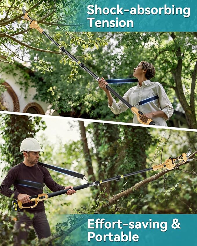 2-in-1 Electric Pruning Shears Cordless with Extension Pole:Electric Tree Pruner with 1.6 Inch Cutting Diameter,12.8Ft Reach,Dual 4.0Ah Battery powered pruner for High Branch Cutter&Tree Trimming