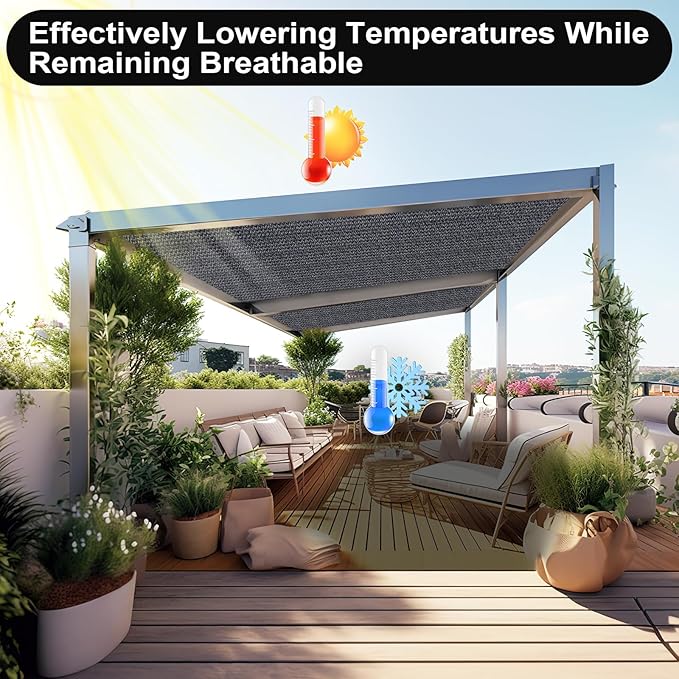 Artpuch 90% Sun Shade Cloth, 6 x 20 FT Pergola Shade Cover Canopy with Grommets, Sun Screen Fabric Tarp for Patio, Outdoor, Garden, Backyard, Dark Grey