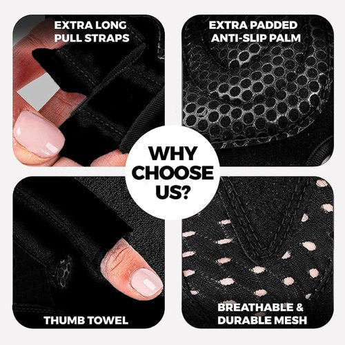 MhIL Workout Gloves for Women - Breathable Gym Gloves with Palm Protection & Enhanced Grip | Padded Weightlifting Gloves with Wrist Wrap Support