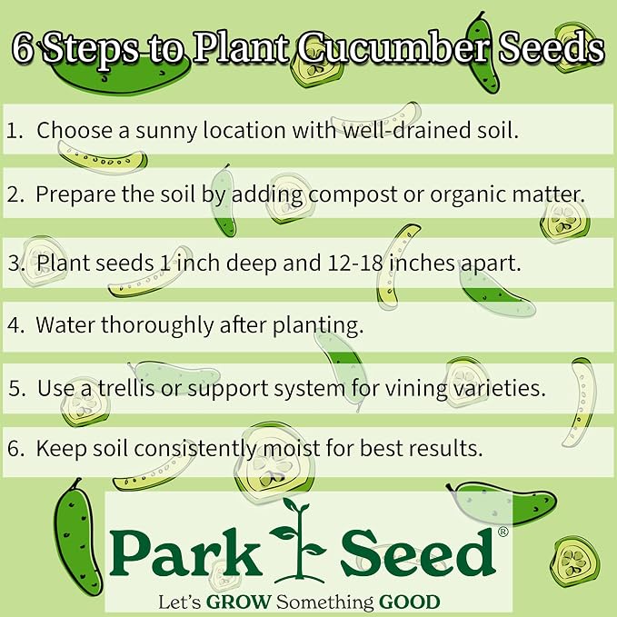Park Seed Variety of Cucumber Seeds, Planting Cucumbers, Vegetable Seeds, Easy to Grow, Non-GMO, Perfect for Harvesting, Pick-a-Bushel Hybrid, Pack of 30