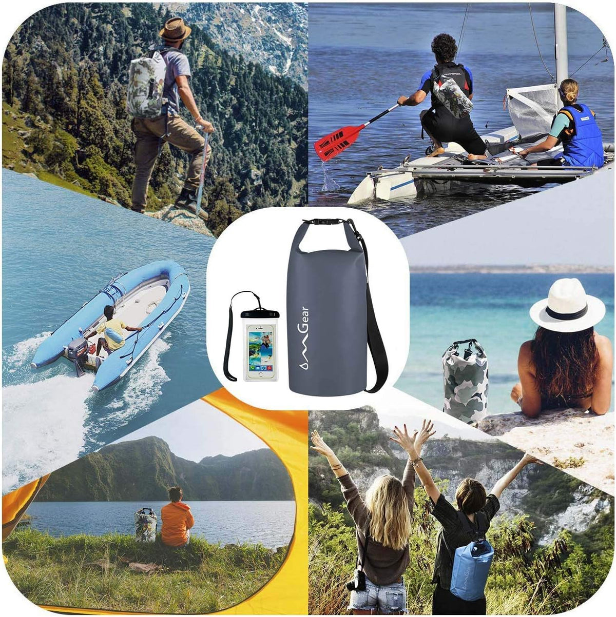 OMGear Waterproof Dry Bag Backpack - Floating Phone Pouch for Kayaking | Available in 40L, 30L, 20L, 10L, 5L Sizes