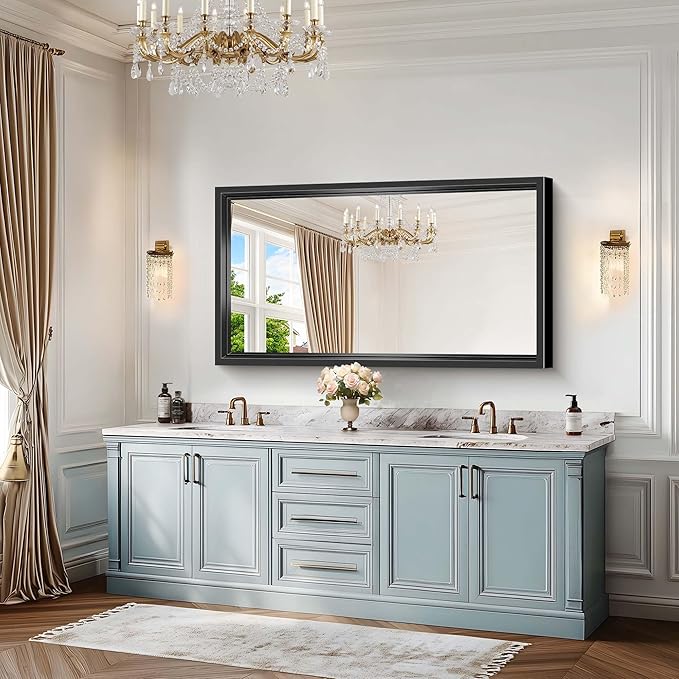 Black Rectangle Mirror, 55 x 30 Inch Bathroom Mirrors