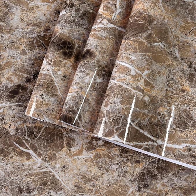 BAYYA Brown Marble Contact Paper Peel and Stick Wallpaper