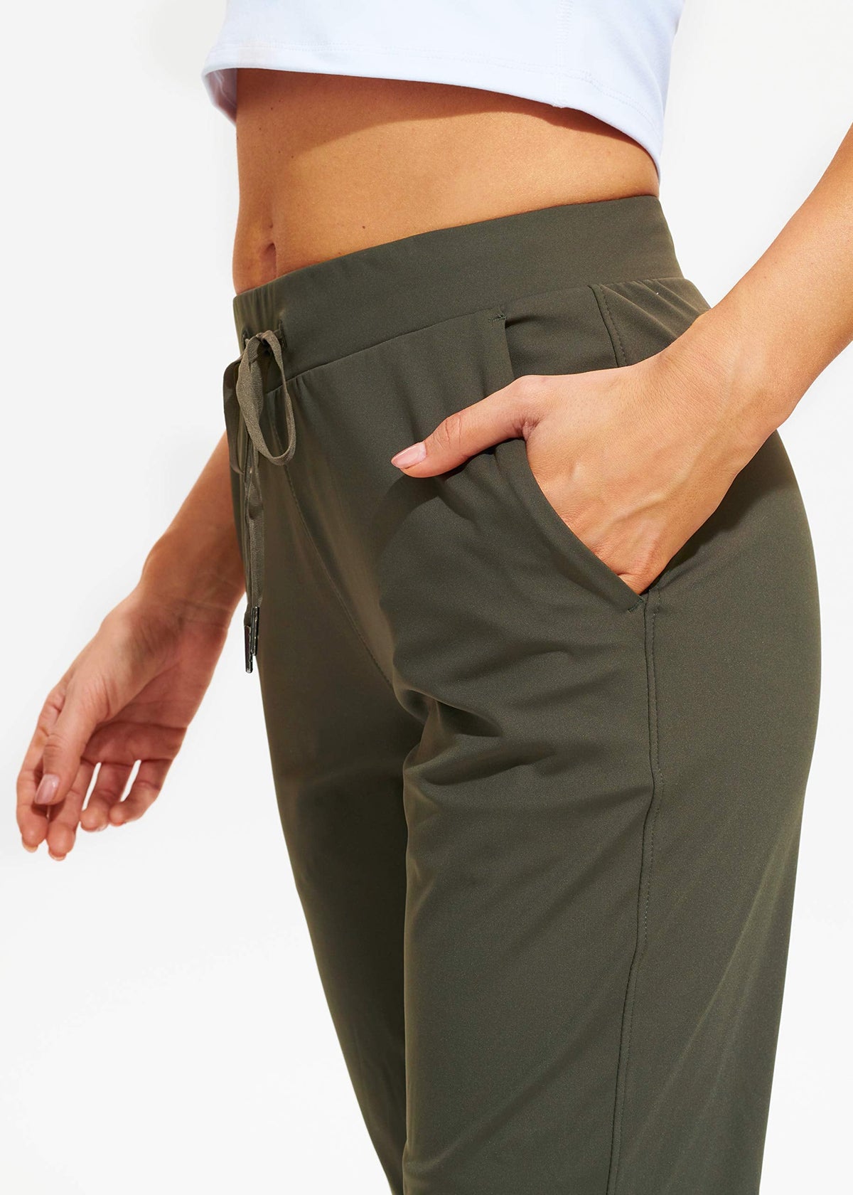 Libin Joggers for Women Tall/Regular/Petite Dance Sweatpants Athletic Workout Trousers Yoga Pants Tapered Casual Teacher Pants for Gym Golf Work Cloths, Olive Green L
