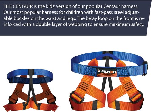 Kids' Fusion Adjustable Outdoor Strap Kit – Padded Belt with Leg Loops for Tree Adventures & Indoor Play – Blue/Orange