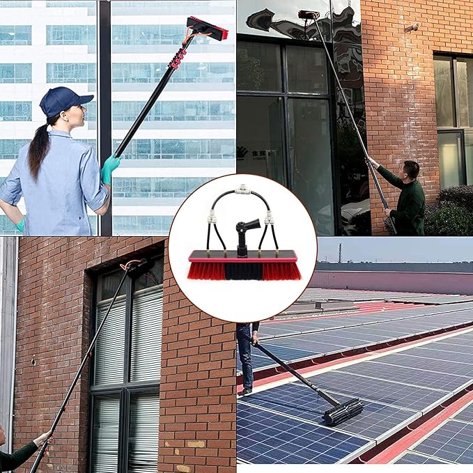 Window Cleaning Pole Cleaner Kit, 3.6M-12M Hose Pole Cleaning Brush Equipment Extendable Outdoor Cleaning Tools Photovoltaic and Solar Panels,55cmbrush-39FT/12M