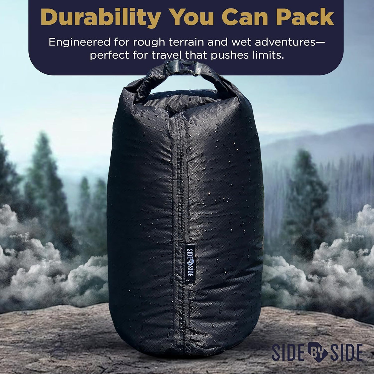 Skiennix Waterproof 10L Dry Bag - Lightweight, Durable Side Bag for Kayaking, Hiking & Camping | Black