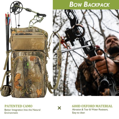 Camo Bow Hunting Backpack for Men, Saddle Hunting Backpack with Bow Holder