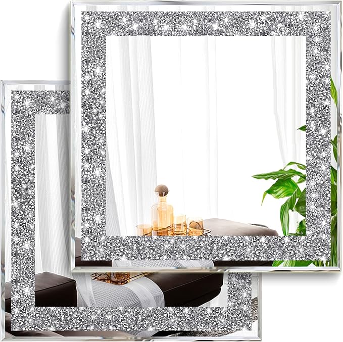 2 Piece Wall Mirrors, Crush Diamond Mirrors Decor