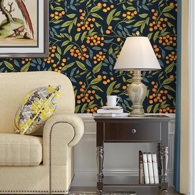 BOKEBEVE Boho Wallpaper Peel and Stick Floral Contact Paper Leaves Wall Paper