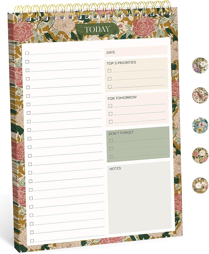 Taja To Do List Notepad - To Do List Notebook for Work with 52 Sheets, 9.8" x 6.5", Undated Daily Planner Perfect for Daily Tasks and Goal Setting, Notepad Suitable for Office, Home & School - Olive Grove