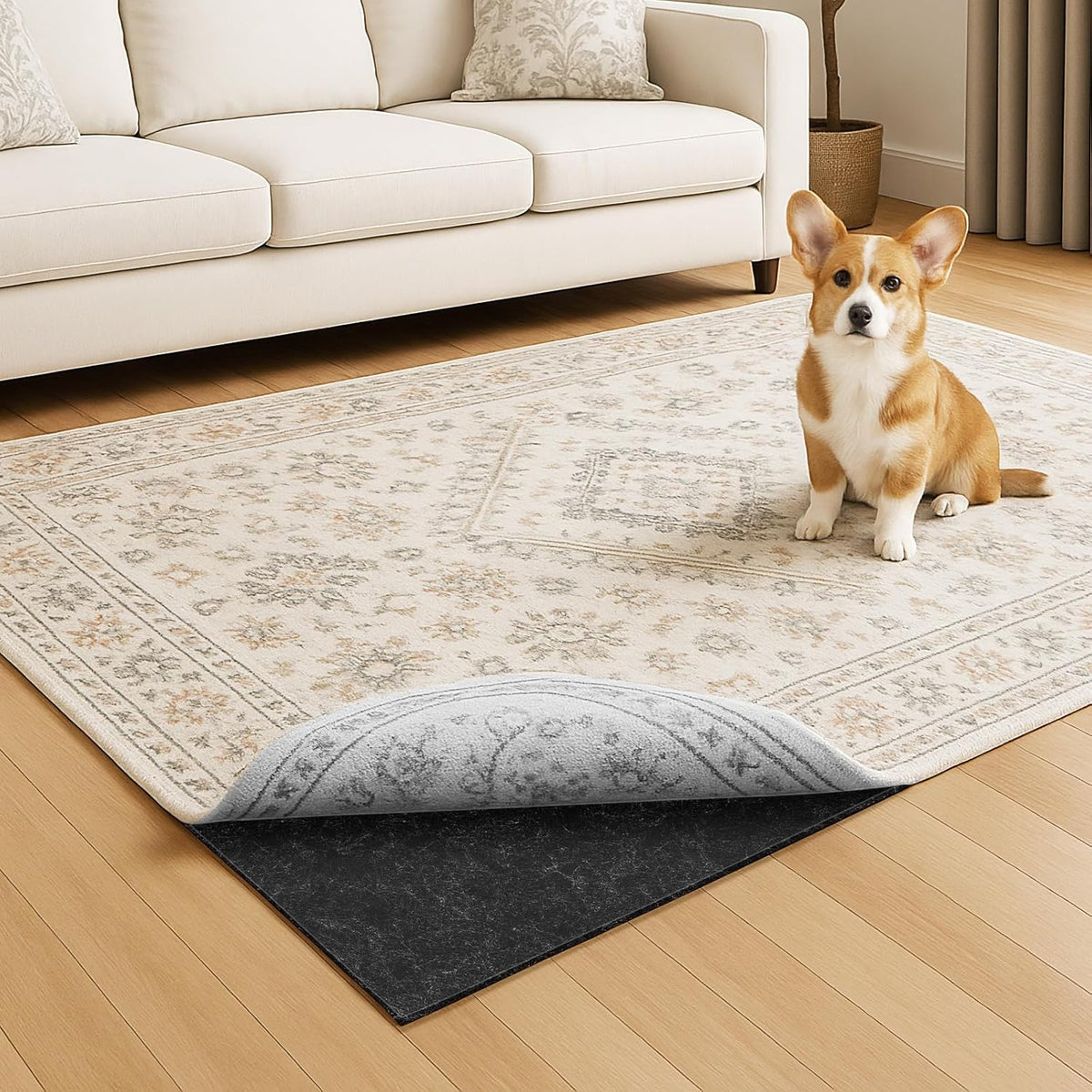Warmstar 2x8 FT Non Slip Rug Pad,100% Waterproof Felt Rug Pad for Hardwood Floors,1/8” Thick Soft Carpet Pad with Natural Rubber Backing, Secure Grip & Floor Protection