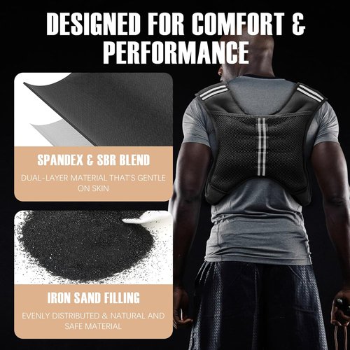 NATURELUX Weighted Vest for Men & Women - Adjustable 5-30lbs with Reflective Stripe | Ideal for Strength Training & Running