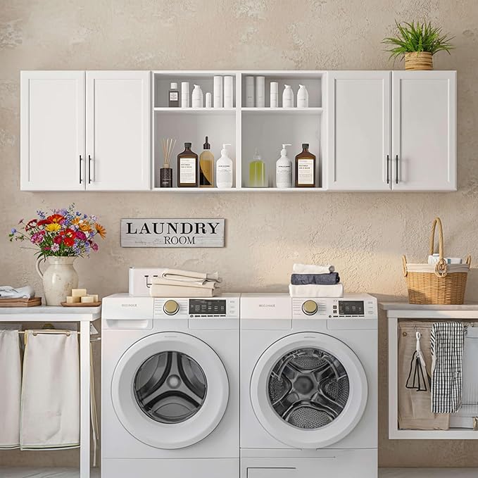 Furnaza Wall Cabinets for Laundry Room, Shaker Wall Mounted Kitchen Cabinets