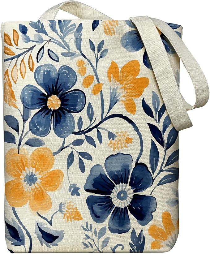 itgowisa Canvas Tote Bag for Women, Tote Bag with Zipper Inner Pocket, Zippered Canvas Bag for Shopping Work Grocery Everyday