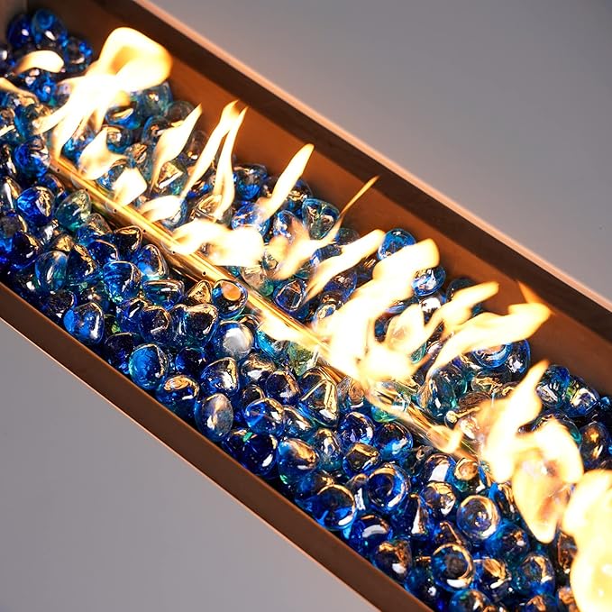 Mr. Fireglass 10 Pounds Diamond Fire Glass, 1 inch High Luster Reflective Fire Pit Glass Rocks for Propane & Natural Gas Fire Pits Fireplace & Lanscape, Cobalt Blue
