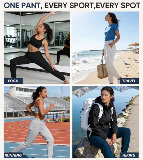 Meridiana Women's Joggers - High Waisted Comfy Athletic Yoga Pants for Gym & Running