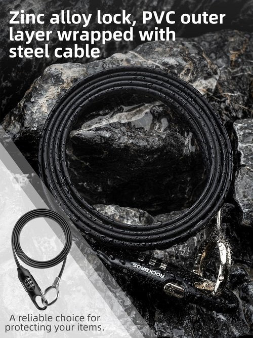ROCKBROS 5FT Bike Lock Cable with Preset Combination Lightweight Versatile & Weatherproof Security Bike Lock Red