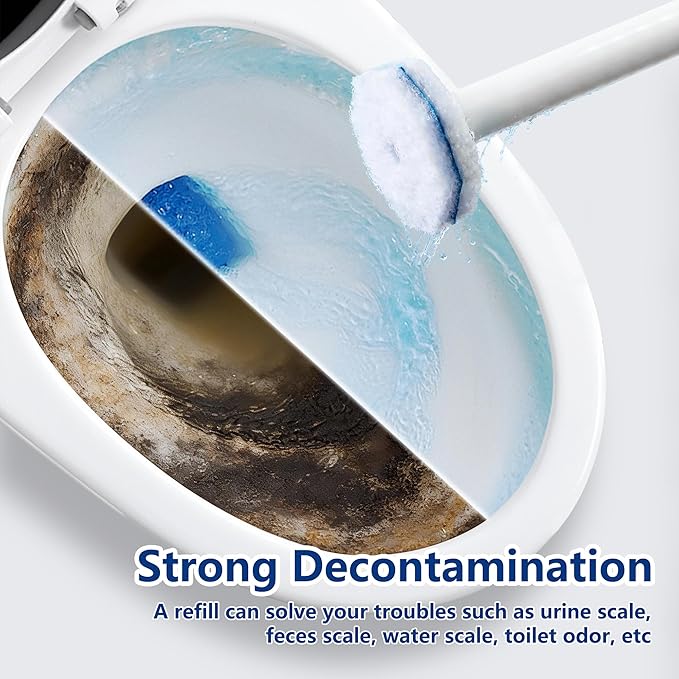 Toilet Wand Refills for Clorox, 40 Pack Disposable Toilet Brush Head with Rich Foaming, Extra Thick Refill Heads, Strong Cleaning & Deep Scrubbing Power, Disposable Toilet Cleaning System