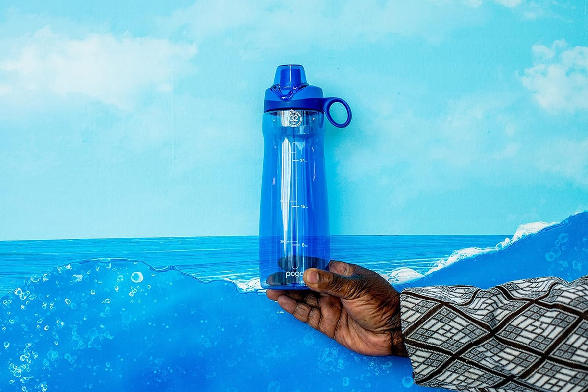 Pogo Water Bottle - Reusable BPA-Free Plastic with Chug Lid & Carry Handle | 18oz, 32oz, 40oz, 64oz
