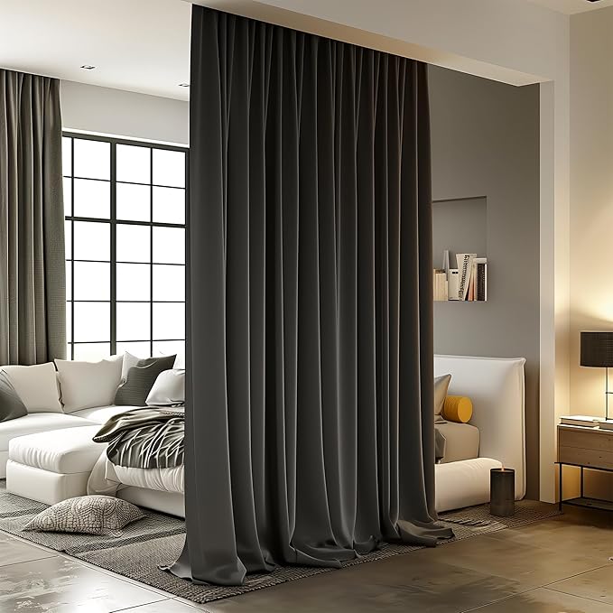 Room Divider Curtains for Ceiling Track Rod, 12.5 ft Wide x 7 ft Tall, 1 Panel