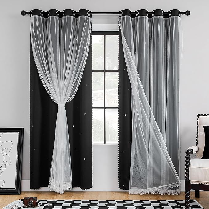 XiDi Grommet Blackout Curtains for Bedroom & Living Room, Unicorn Pattern