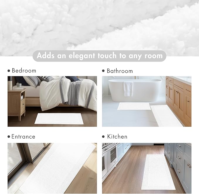 Madison Park Splendor Reversible 100% Cotton Tufted Bathroom Rug-3000 GSM Hotel Quality Luxurious Plush Medium Pile Bath Mat Absorbent, Quick Dry, Shower Room Décor, 17x24 White