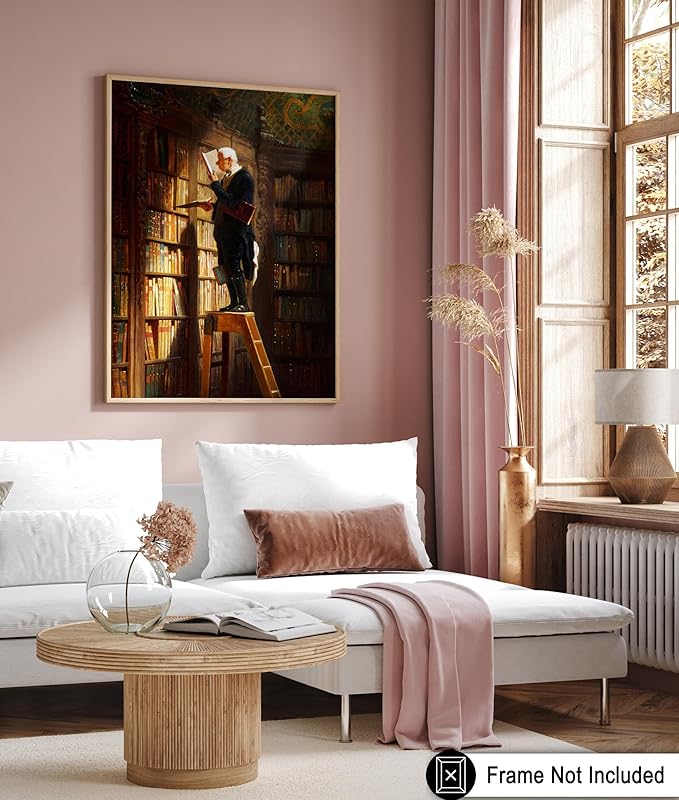 Poster Master Vintage The Bookworm Print - Retro Reading Book Print - Book Lover Art - Library Painting Wall Design - Librarian Art - Great Living Room or Office Decor - 8x10 UNFRAMED Wall Art
