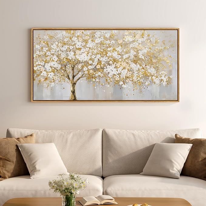 Large Framed Gold Tree Wall Art