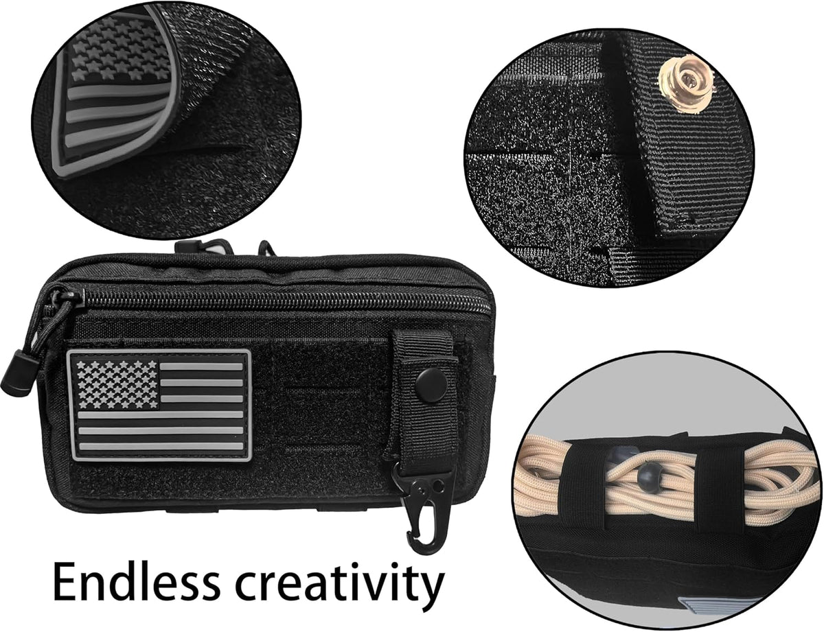 Skiennix Tactical Molle Admin Pouch - Modular EDC Utility Pouch with Map Sleeve | Includes US Flag Patch
